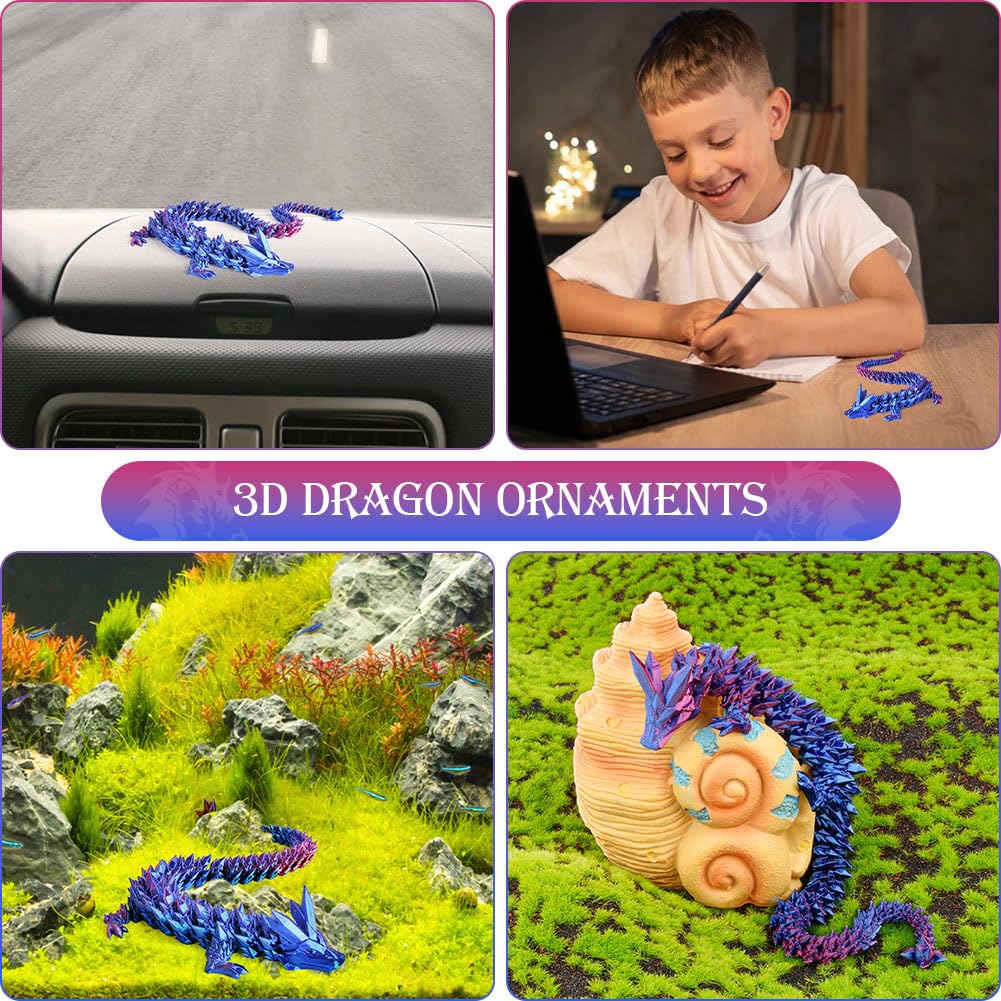 OSDUE Zabawka na biurko z nadrukiem 3D, smocze jajko, giętka i elastyczna, ze zdejmowaną tajemnicą, zabawka fidget, do polowania na jajka wielkanocne, dekoracja domu, biura dla dzieci, lazurowy fiolet