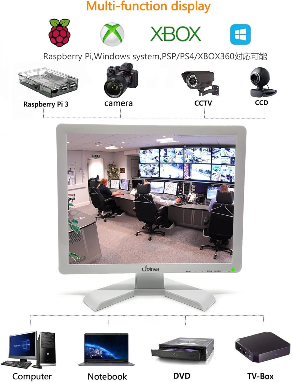 17inch White Monitor Display Security Camera Screen Multifunct... - view 3