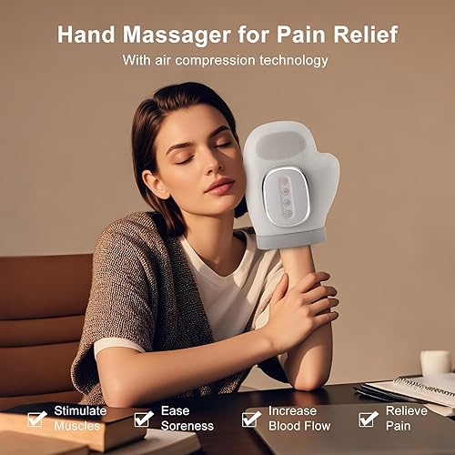 Miniatura 2 de Masajeador de manos con calor y compresión, masajeador eléctrico de manos para artritis, túnel carpiano y alivio del dolor de dedos, presión