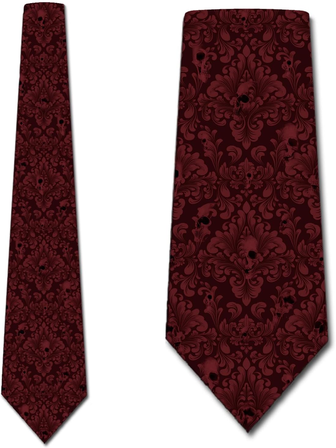 Three Rooker Skull Ties Mens Damask Necktie Halloween Tie for Men Conservative Holiday Print