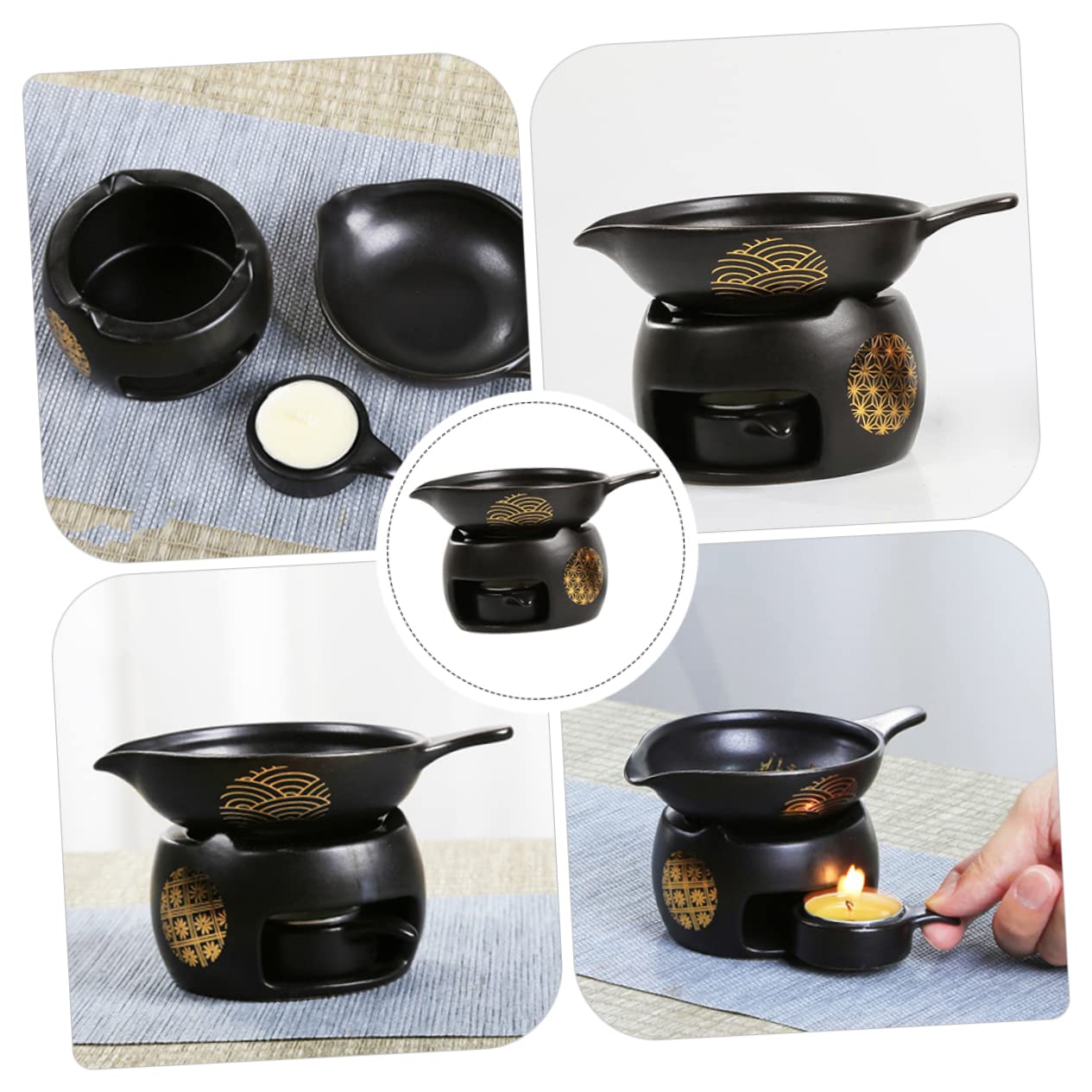 Horno de Té Mini de Cerámica Negro, 1 Juego, para Casa | Dispositivo para Despertar el Té, Decoración de Escritorio, Accesorio de Té