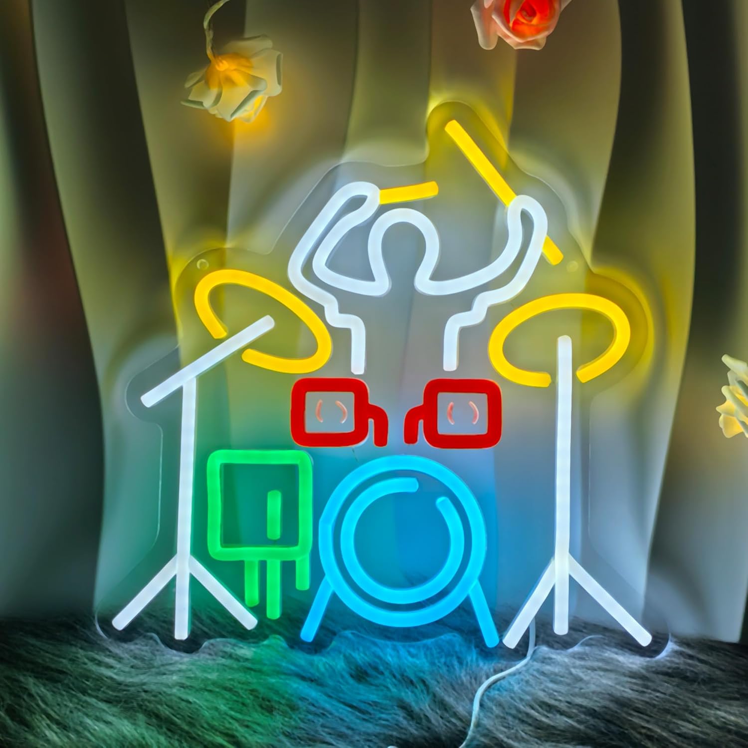 Drummer Neon Light Drum Band Player LED Light Suitable for Music Scene, Living Room, Bar and Party Decoration, Cool Gifts for Drummers