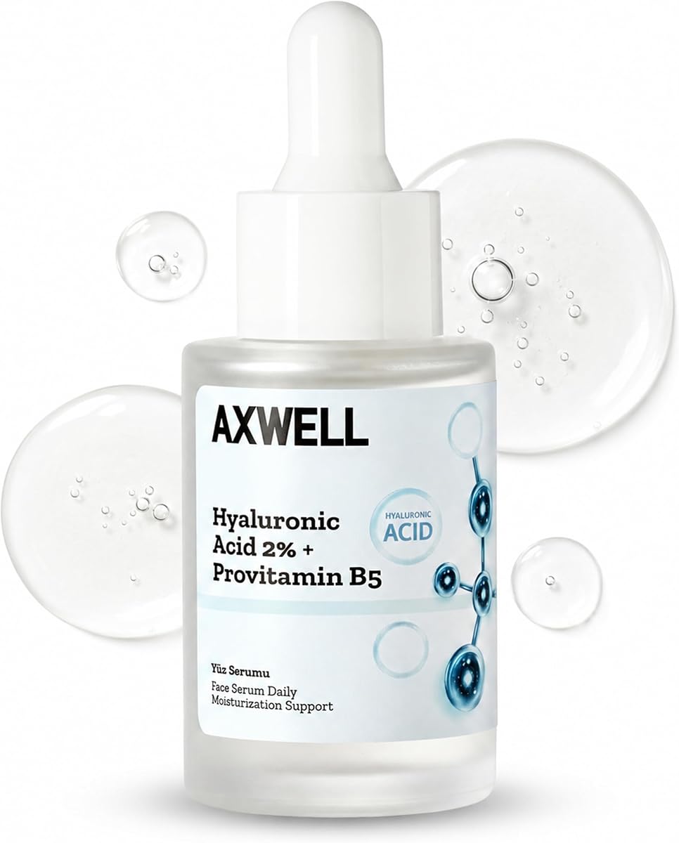 Axwell 2% Pure Hyaluronic Acid Serum for Face with Vitamin B5 – Deep Hydration, Plumping, Anti-Aging Skin Serum for Women & Men, Fragrance Free, 1.01 fl oz