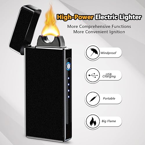 Miniatura 4 de RSBYE Encendedor eléctrico de llama, resistente al viento, encendedor de arco de llama de plasma, encendedor de llama recargable USB con indicador