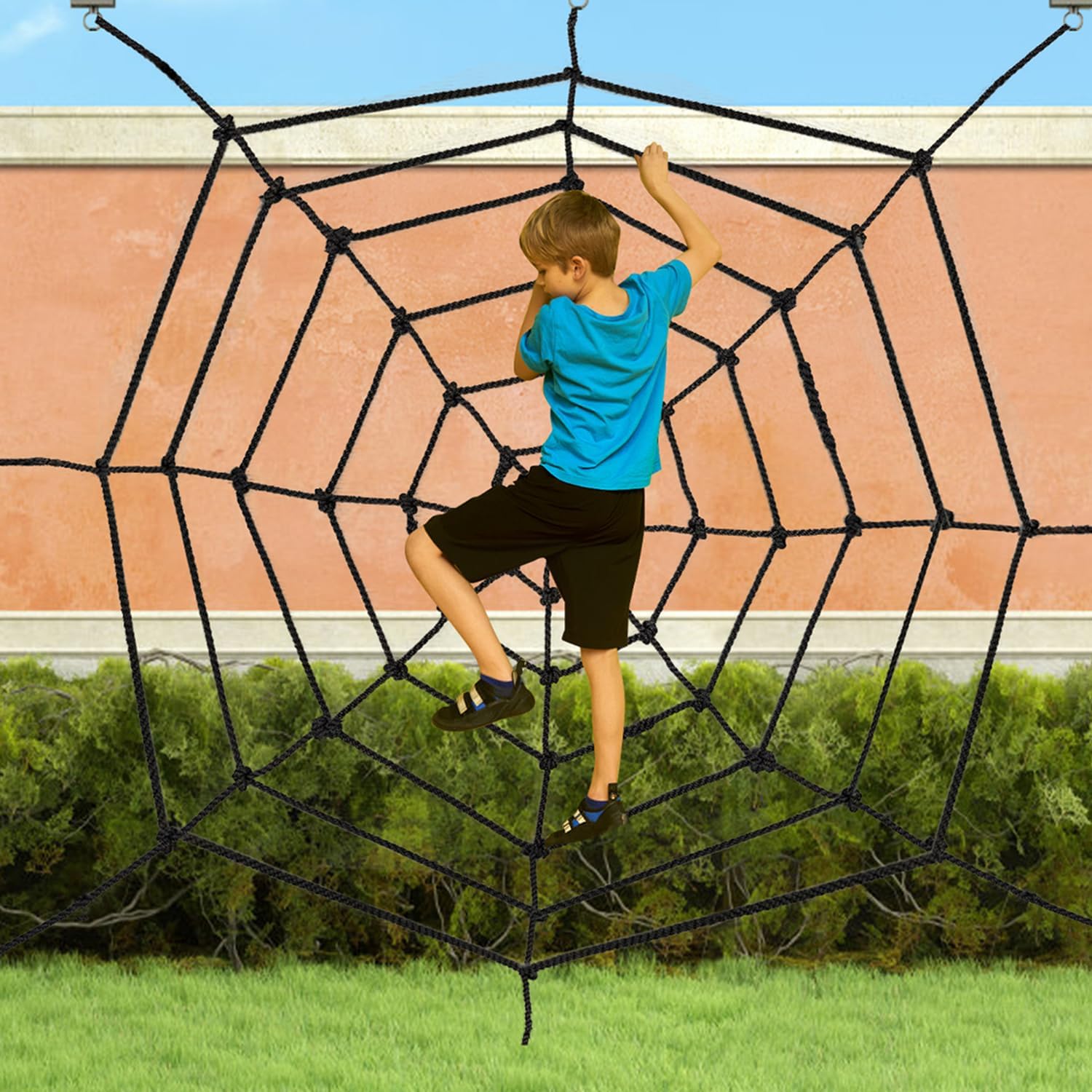 Tongmo Climbing Cargo Net, 6.5×6.5ft Spider Climbing Net for Kids, for Playground,Tree House, Backyard, Decoration, Indoor & Outdoor