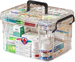 Medicine Storage Box, Large Capacity, Transparent, Double Layer, Compartmentalized, Suitable for Home, School, Dormitory, Hospital, Self-Driving Trip