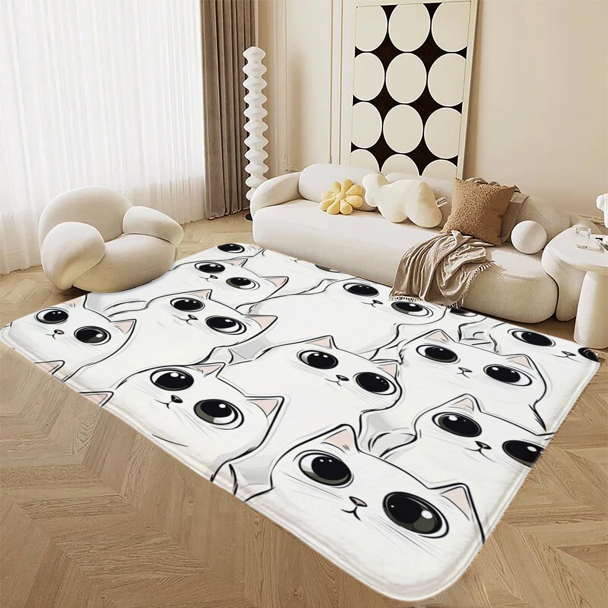 Alfombra de gato para cocina y balcón decorativa en franela lavable
