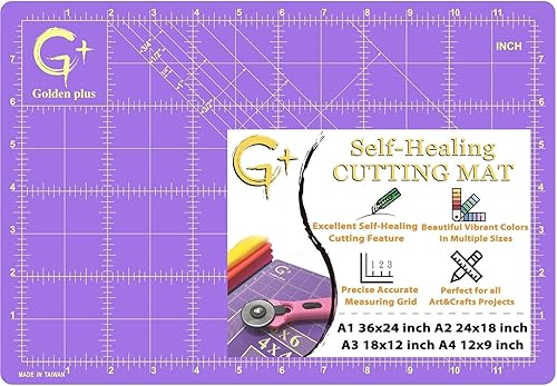 G+ Alfombrilla de corte autorreparable  True A4 de 9 x 12 pulgadas (9 x 13 pulgadas de completo), color moradonegro tabla de cortar antideslizante