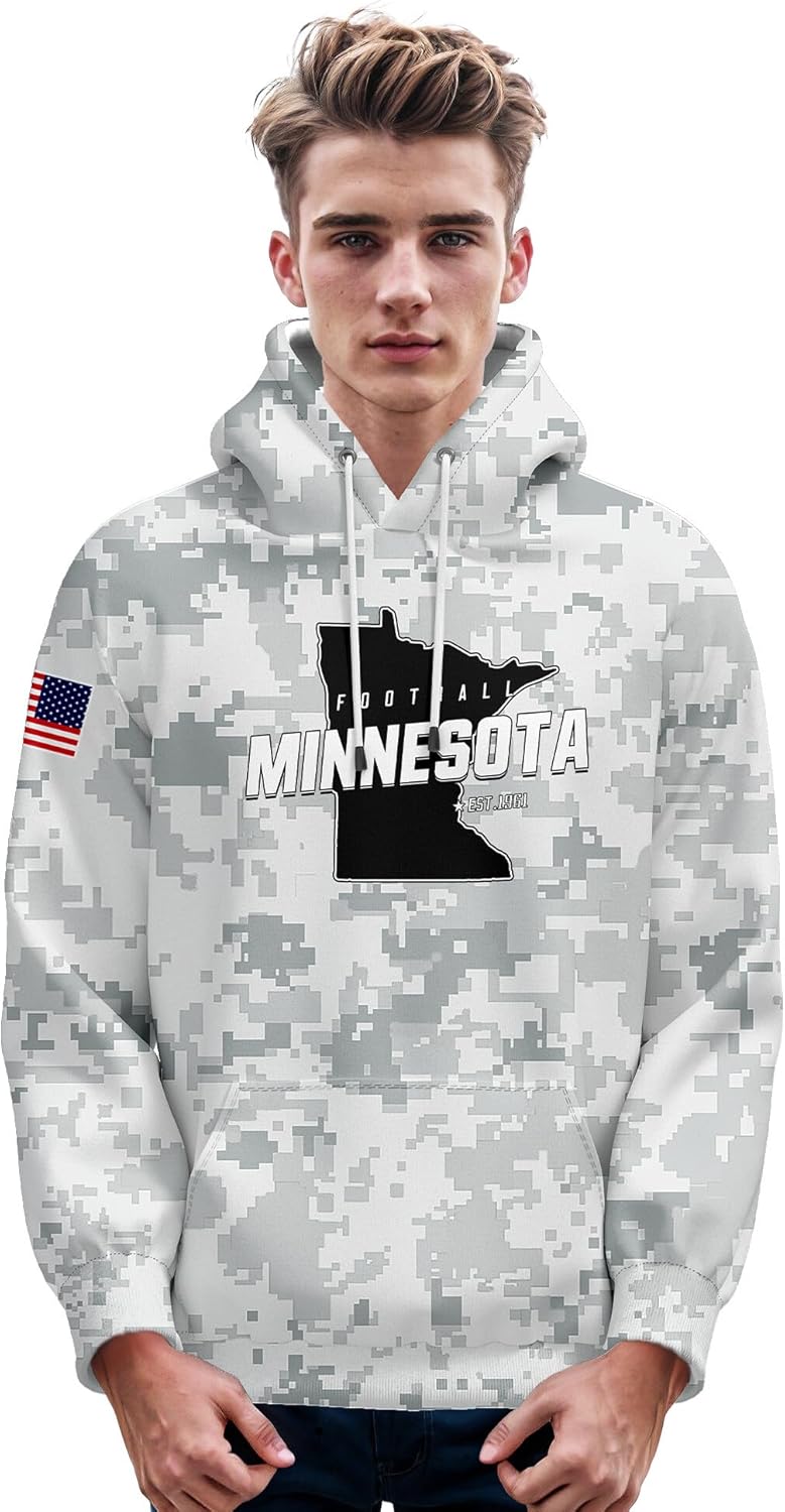 DDJAM 2024 Custom Men's Hoodie White Camo Football City Fans Gifts for Men Youth Pullover Hooded Sweatshirt Name & Number