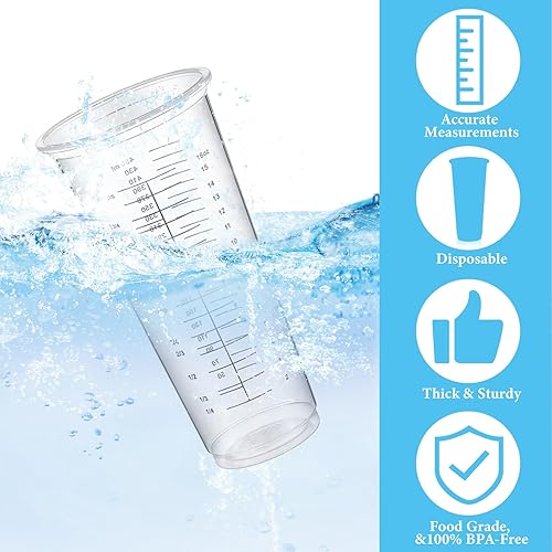 Miniatura 3 de Dandat 100 tazas medidoras desechables de 16 onzas de resina plástica epoxi tazas mezcladoras para líquidos, pintura, mezcla de suministros de