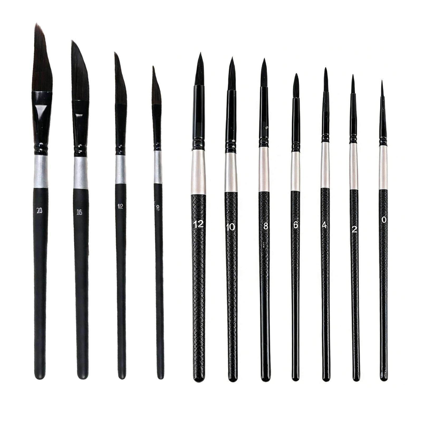 11pcs Paint Brush Set, Dagger & Round Tip Watercolour Brushes, Great for Artists Painting Brushes for Watercolour, Inks, Gouache, Acrylic, Oil