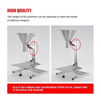 4.7inch Stainless Steel Feeding Hopper with Support Stand Manual Filling Package Funnel for Filling Powder Paste Liquid Granule