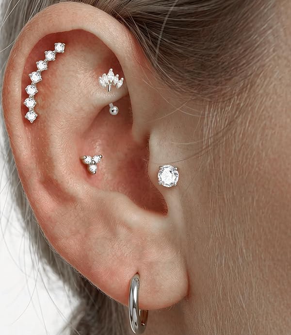 BJFEW Cartilage Earrings for Women 16G Flat Back Helix Piercing Jewelry by BJFEW - Used condition - Image 4