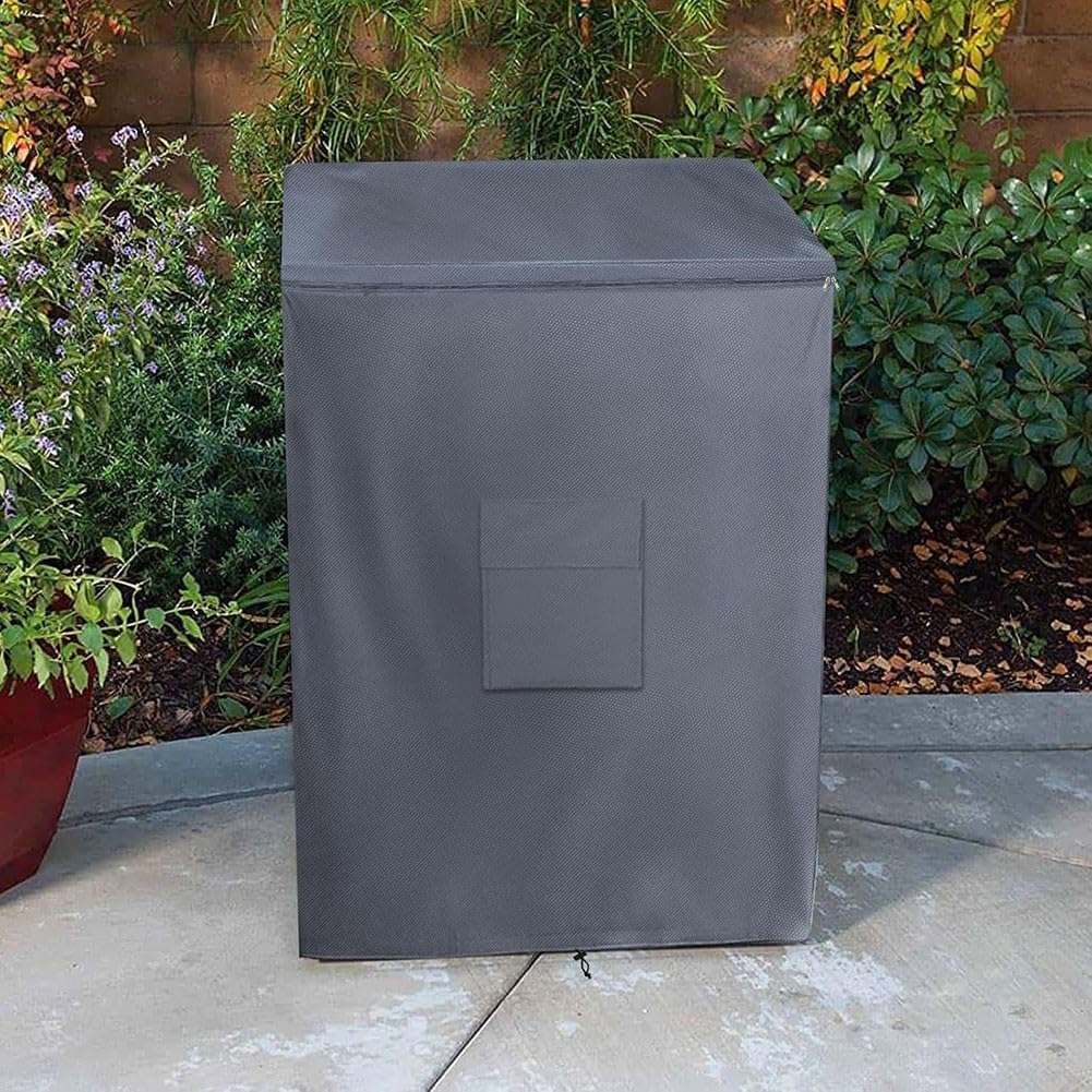 StarRing Funda Oxford 210D para refrigerador, para exteriores, con cordón elástico en el dobladillo y hebillas ajustables para proteger congeladores verticales/refrigeradores de bebidas (gris, 55,88 x