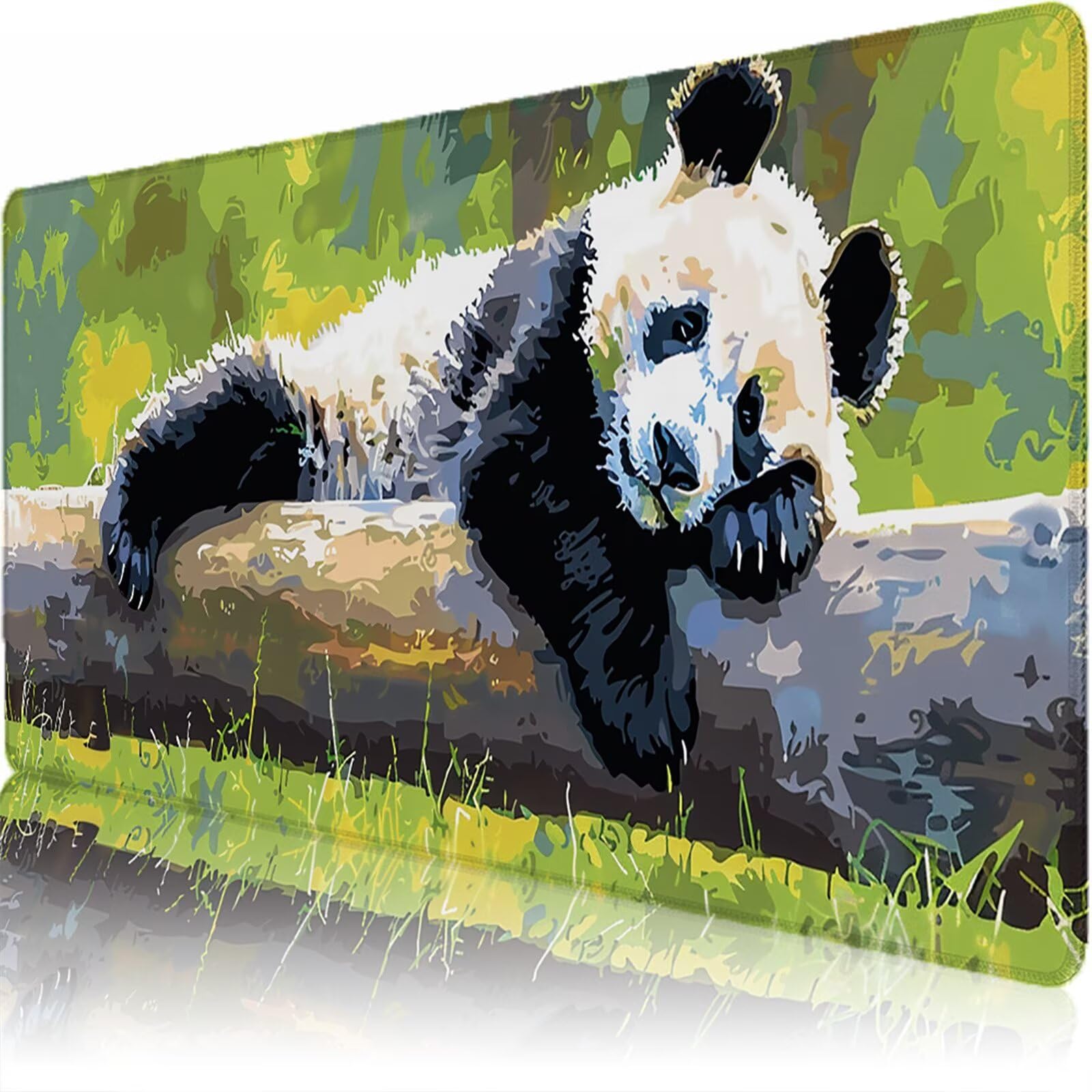 Sottomano Scrivania Grande 1200 x 600 x 3 mm Foresta Tappetino Tastiera Computer con Base Antiscivolo e Bordi Cuciti, Protezione Impermeabile, per Lavoro/Casa/PC Gamer, Regali (Panda Gigante) L-x6716