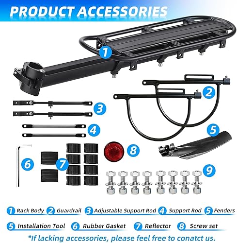Miniatura 4 de Portabicicletas trasero para bicicleta, de liberación rápida, ajustable, de liberación rápida, para bicicleta de montaña, carretera, 110 libras,