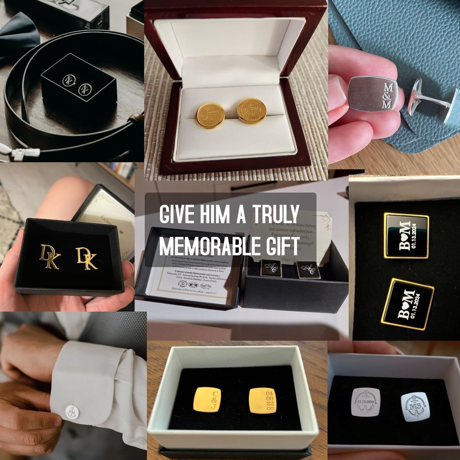 Personalized Wedding Cufflinks - Sterling silver cufflinks with initials and date - Personalized Groom Cufflinks Gift - Handmade