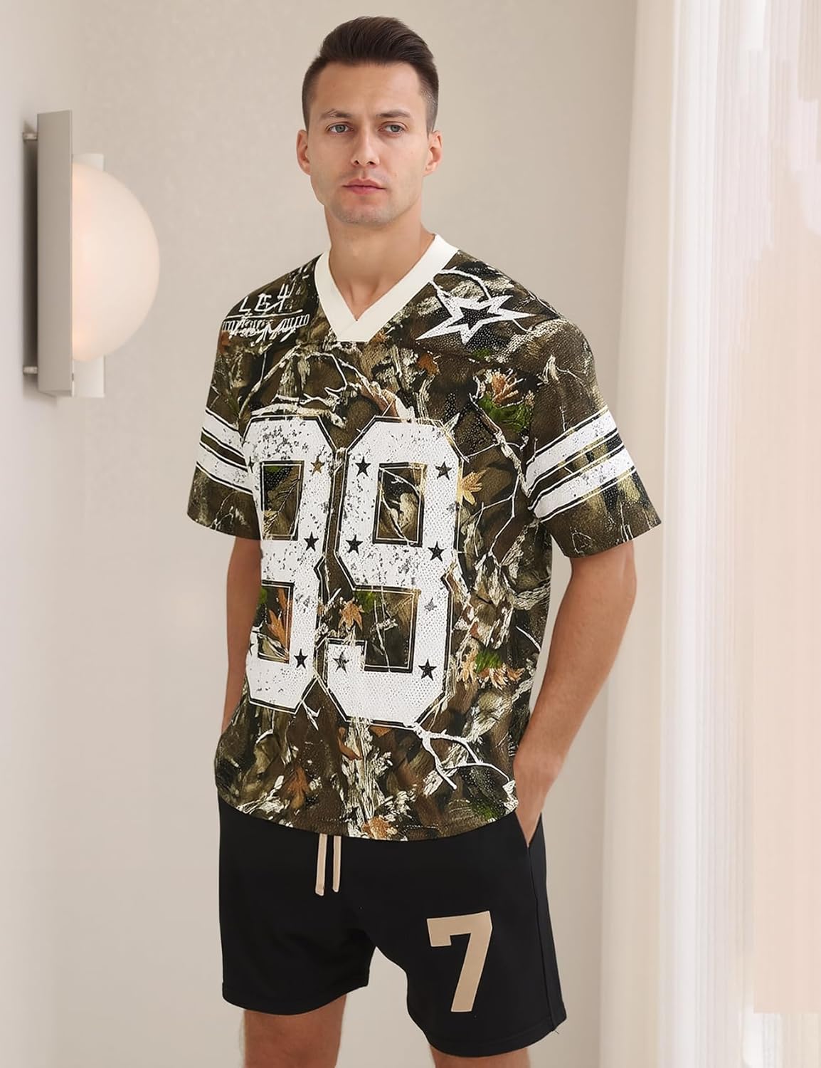 Yimoon Mens Jersey Shirts Oversized Number Graphic Tees Short Sleeve Mesh Tshirts Vintage 90s Y2k Streetwear Tops - Image 2