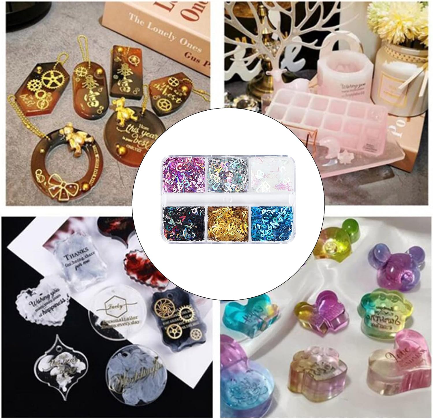 English Letters Glitter Sequins Flakes Resin UV Epoxy Mold Fillings Nail Decor