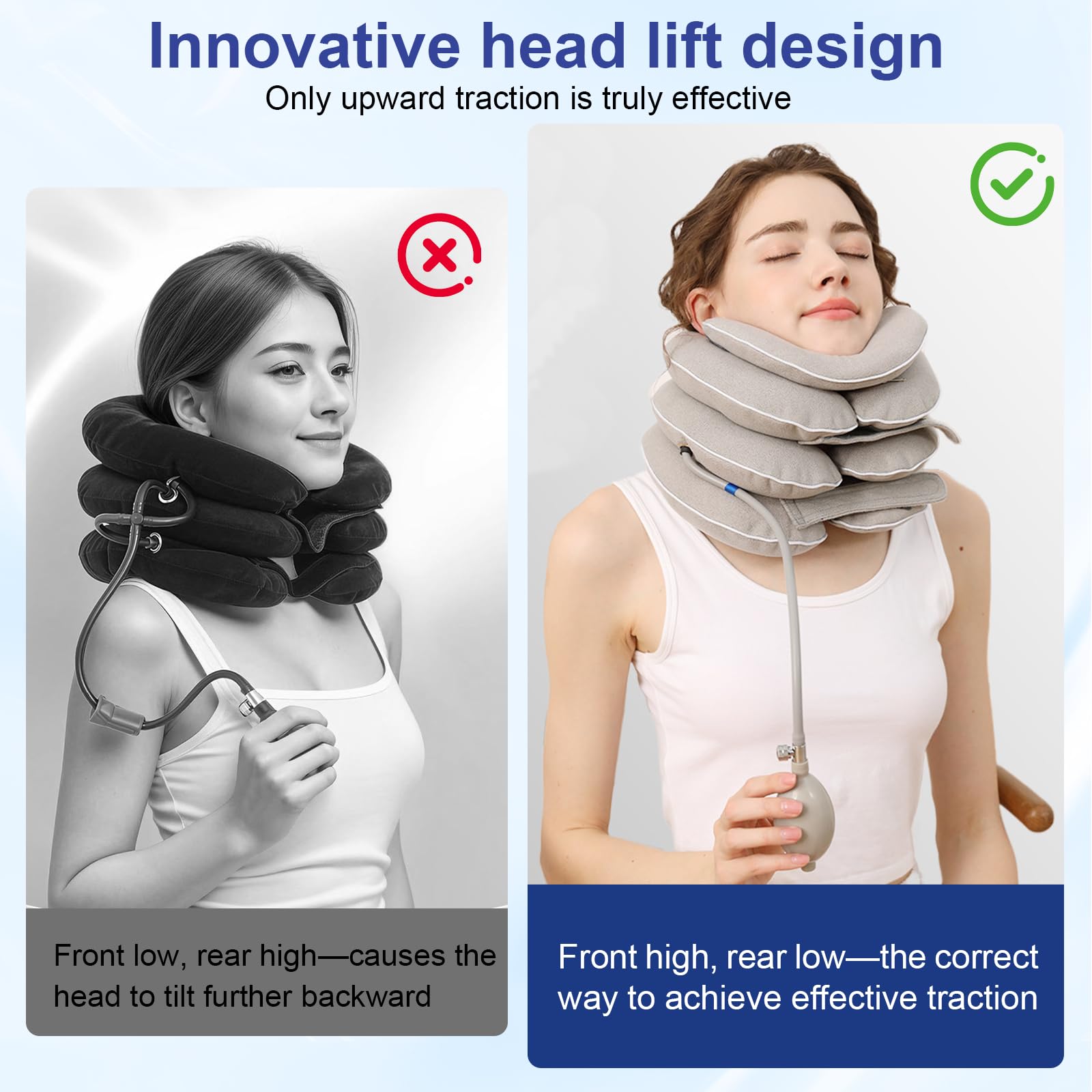 Gonfiabile Cuscino Aereo, 3+1 Strati con Poggiamento, Collare Cervicale Rivestimento in TPU Spesso, Cuscino Aereo Design Ergonomico, per la Trazione del Collo e il Sollievo dal Dolore
