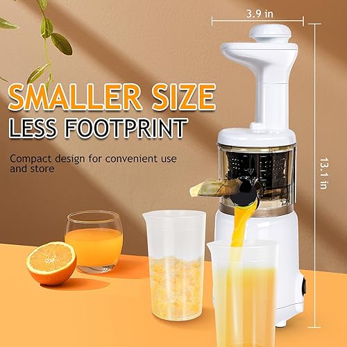 Miniatura 6 de CAYNEL Jugo de prensa en frío compacto y portátil, exprimidor lento con embudo de entrada extra ancho de 1.77 pulgadas para frutas y verduras,