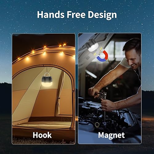 Miniatura 6 de Linterna LED recargable para campamento, luz de tienda de campaña de 1000 lm con 12 modos de iluminación RGB, banco de energía de 8000 mAh,