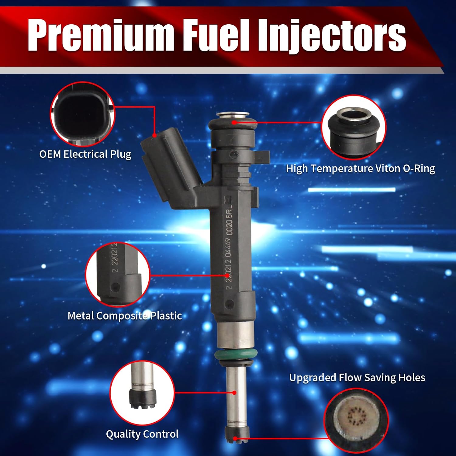 Set of 4 Fuel Injectors 4892844AA FJ1135 Replacement Compatible with Fiat 500 2012-2015 1.4L L4 VIN:R - Replaces 4892844AB RL892844AA 04892844ab