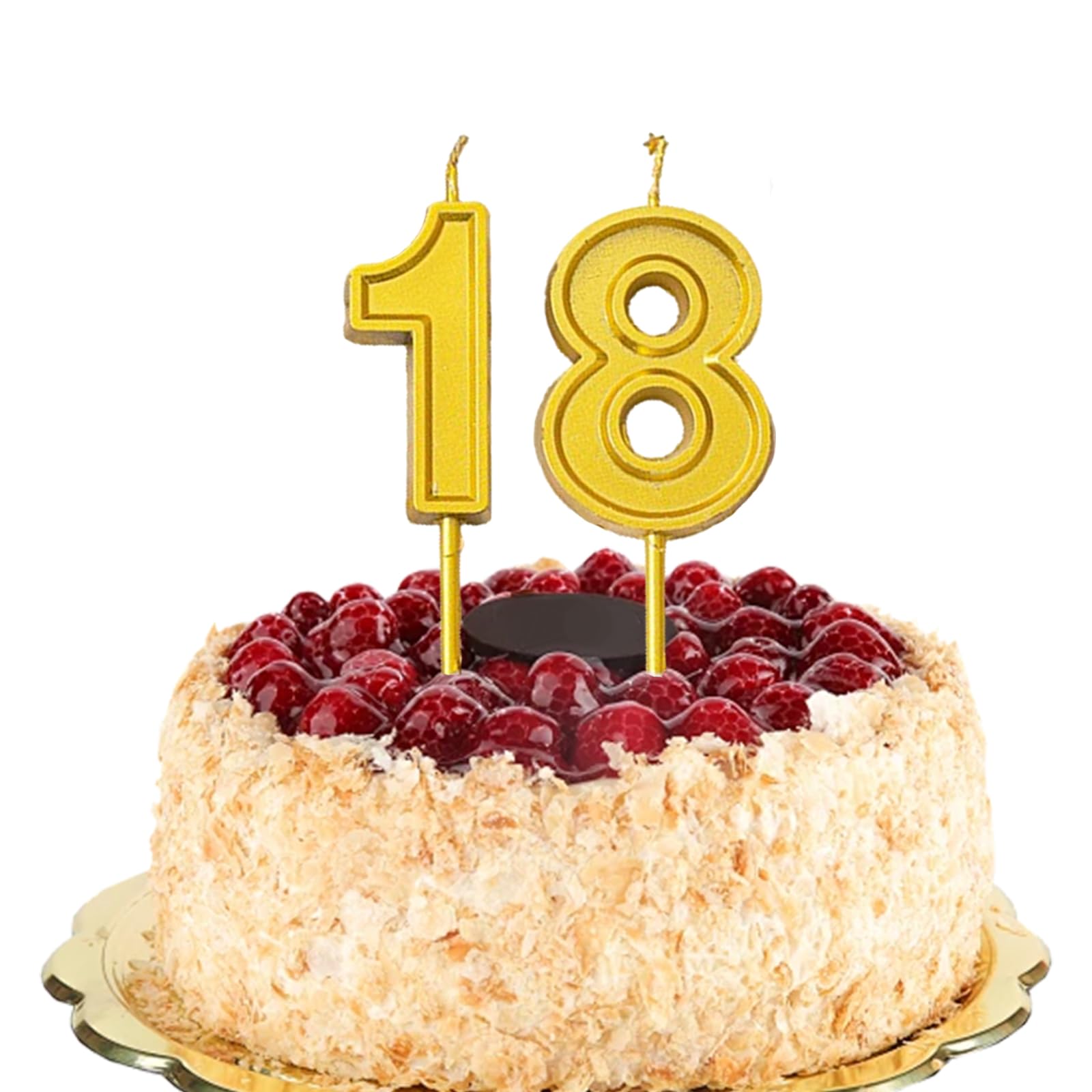 Retwot Gold 18Th Birthday Candles - 3D Number Candles For Cake Decorations, Smokeless & Odorless Birthday Party Supplies (Gold)
