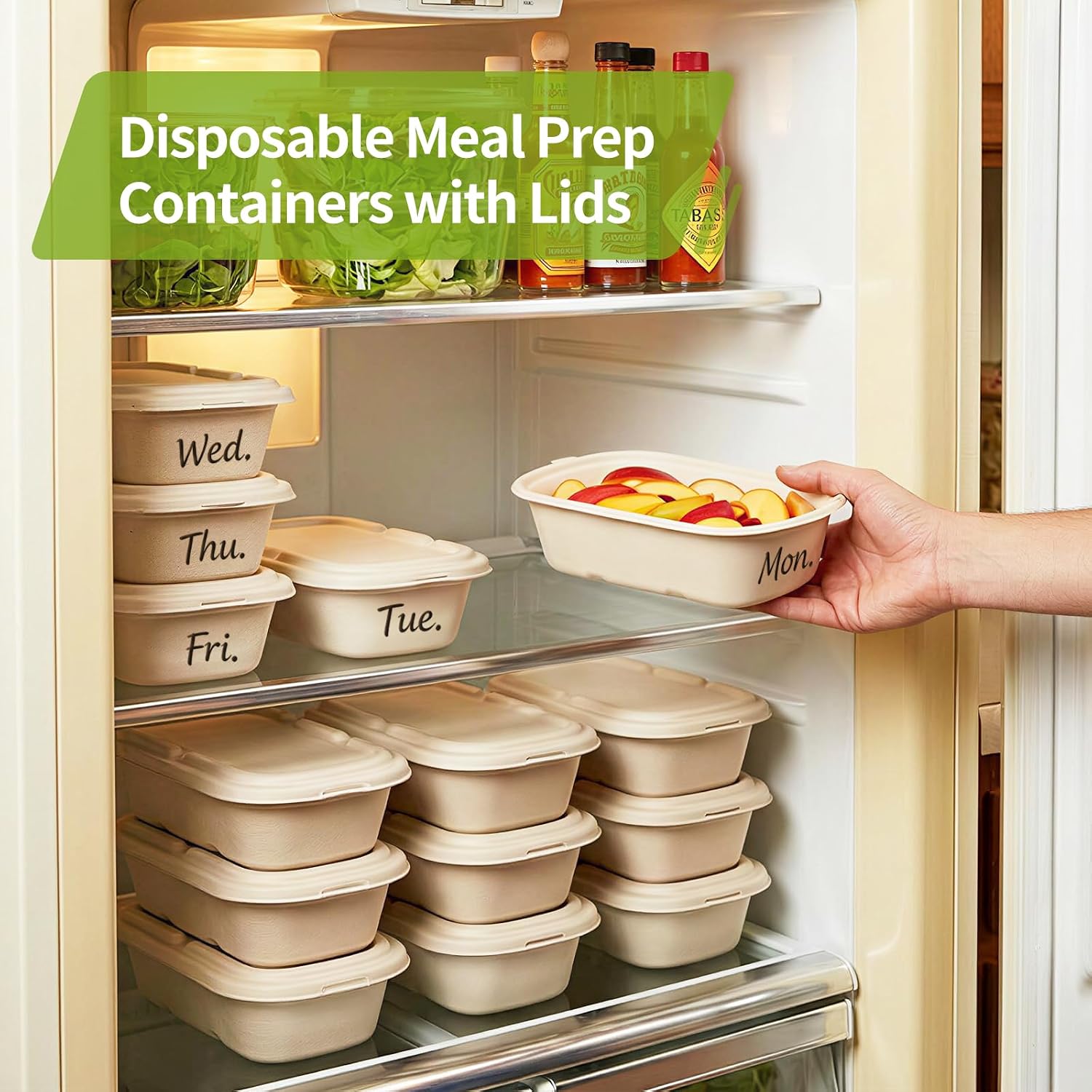 50 Pack 24 oz Disposable Meal Prep Containers with Lids | BPA-Free Eco-Friendly Paper Meal Prep Containers with Lids, Microwave & Freezer Safe,Takeout Food Storage Boxes for Daily Use