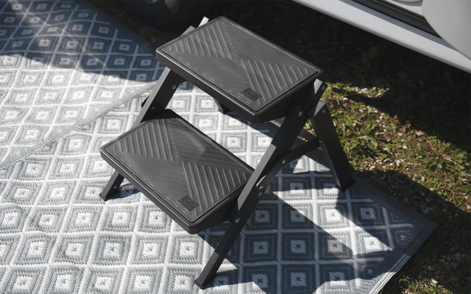 BERGER AluStep Duo Trittstufe | Klappbarer Camping Doppeltritt aus Aluminium