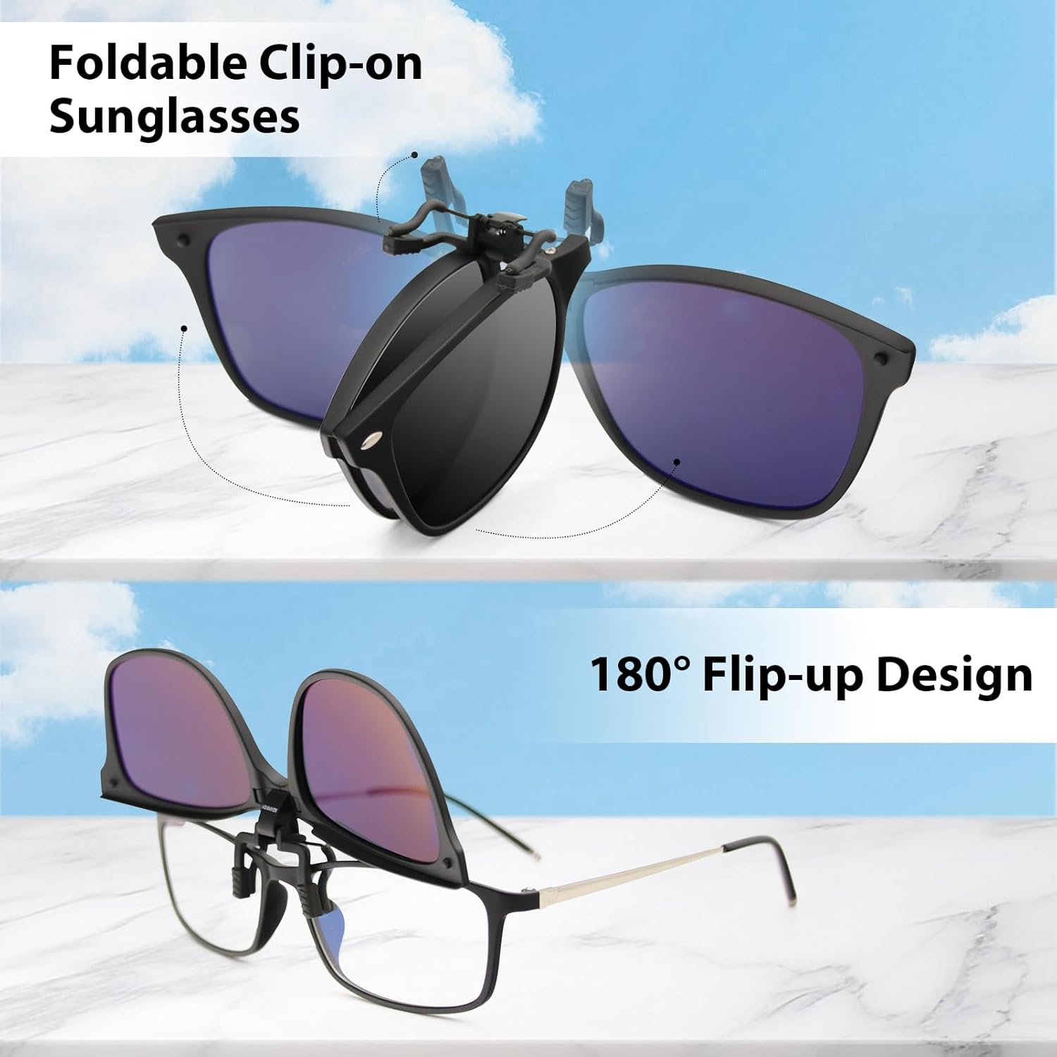 Bauhaus Clip on Sunglasses Over Prescription Glasses for Women Men Flip up Sunglasses Women's Day, Birthday Gifts for Him Her - Image 3