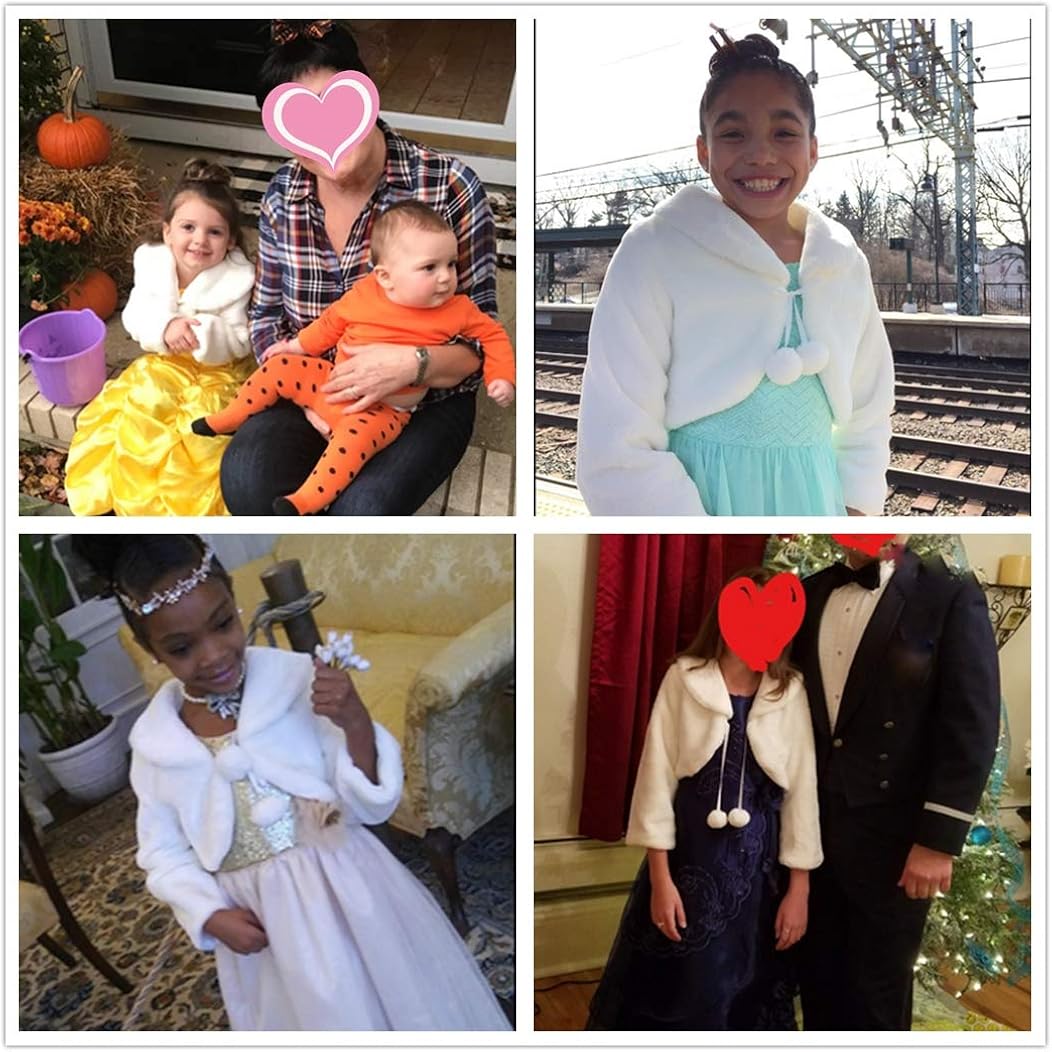 FAYBOX Cozy Faux Fur Flower Girl Bolero Shrug Accessories Princess Cape Coat Party Dress Up Jacket: Clothing, Shoes & Jewelry