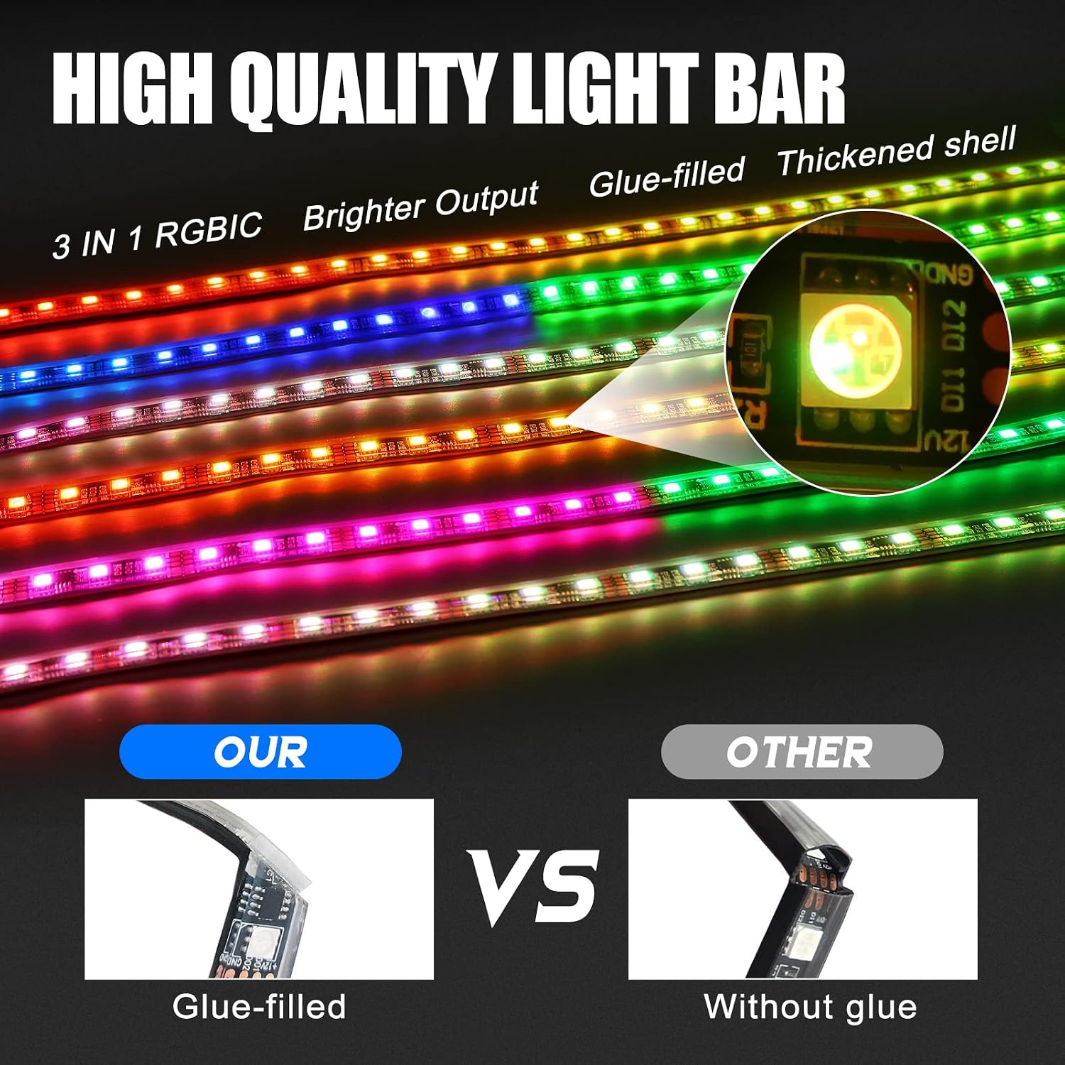 Car Underglow Lights Exterior, LED Underbody Light Kit, 6 PCS Car Underglow Lights Music Sync DIY Mode, Glow Light Kits for Car SUV Ttruck