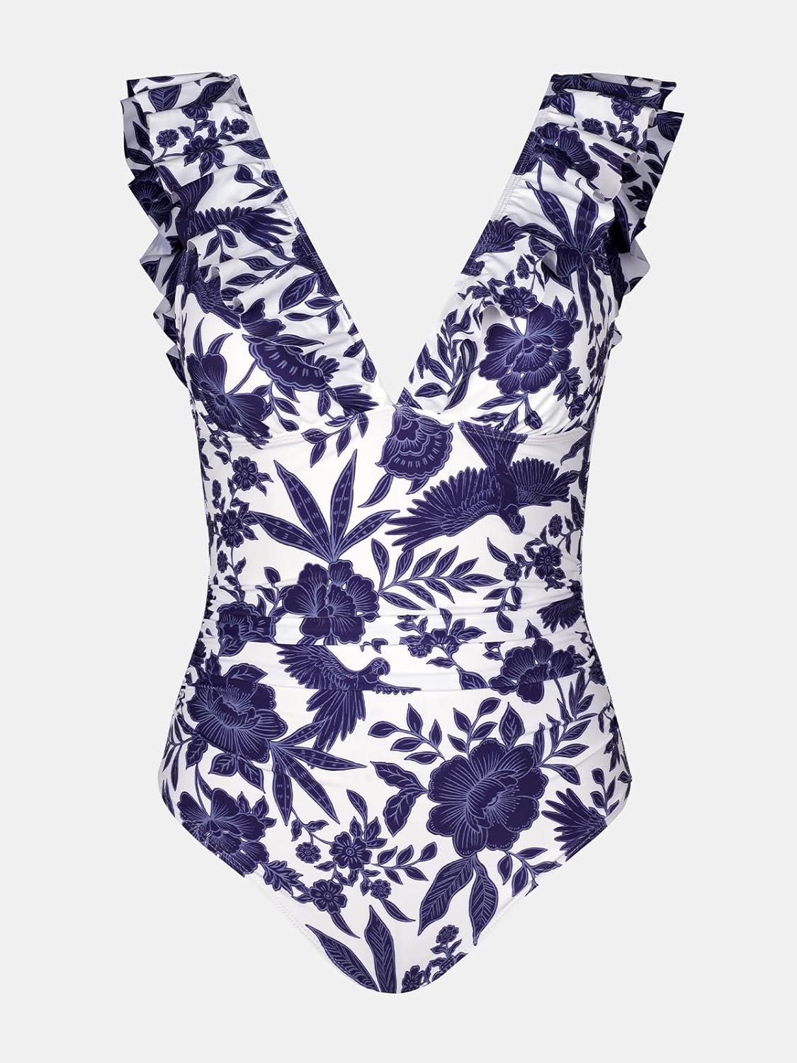 CUPSHE Women's Ruffled One Piece Swimsuit V Neck Lace Up