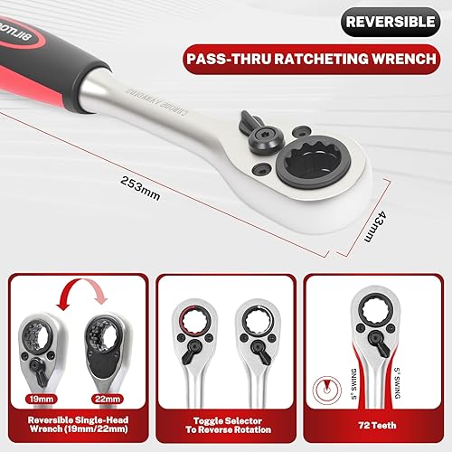 Miniatura 6 de BILITOOLS Juego de llaves de tuerca de amortiguador, 50 piezas, soporte de suspensión maestro, extracción de tuercas de montaje superior,