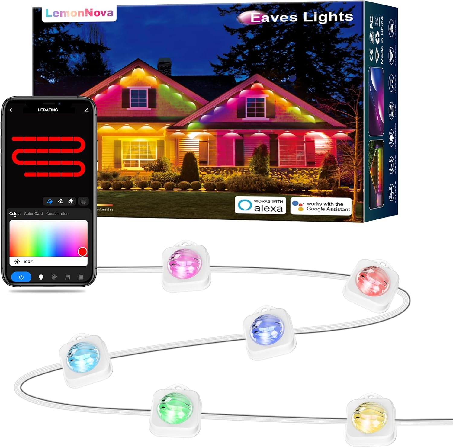 LemonNova Permanent Outdoor Lights, Smart RGB Outdoor Lights, 25ft with