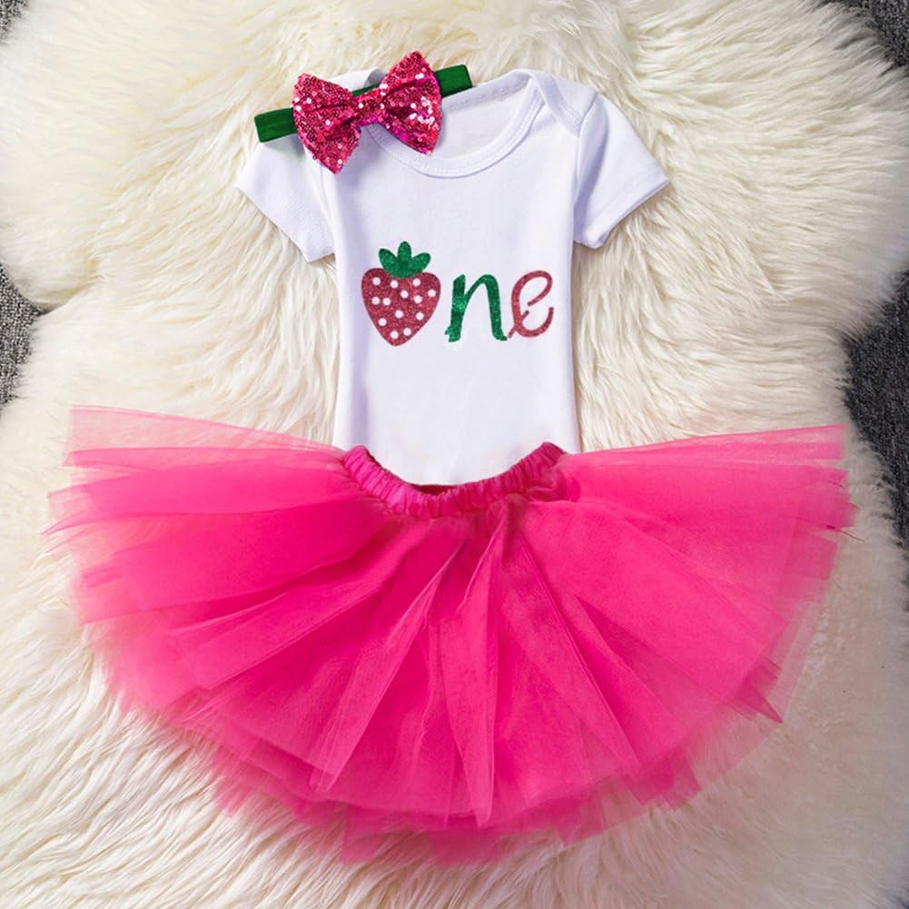 Baby Girls 1st Birthday Cake Smash 3pcs Outfits Set Cotton Romper Bodysuit+Tutu Dress+Flower Headband Princess Skirt Clothes (3pcs Red Ladybug): Clothing, Shoes & Jewelry