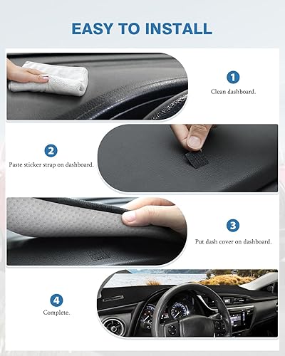 Miniatura 6 de FIILINES Cubierta de tablero de ajuste personalizado para Toyota Corolla 2014-2018, accesorios para salpicadero, protector antideslizante