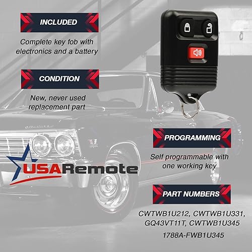 Miniatura 3 de Control remoto de entrada sin llave para automóvil para Ford, Lincoln, Mercury, Mazda con llave de encendido (CWTWB1U331 GQ43VT11T CWTWB1U345 3-btn)