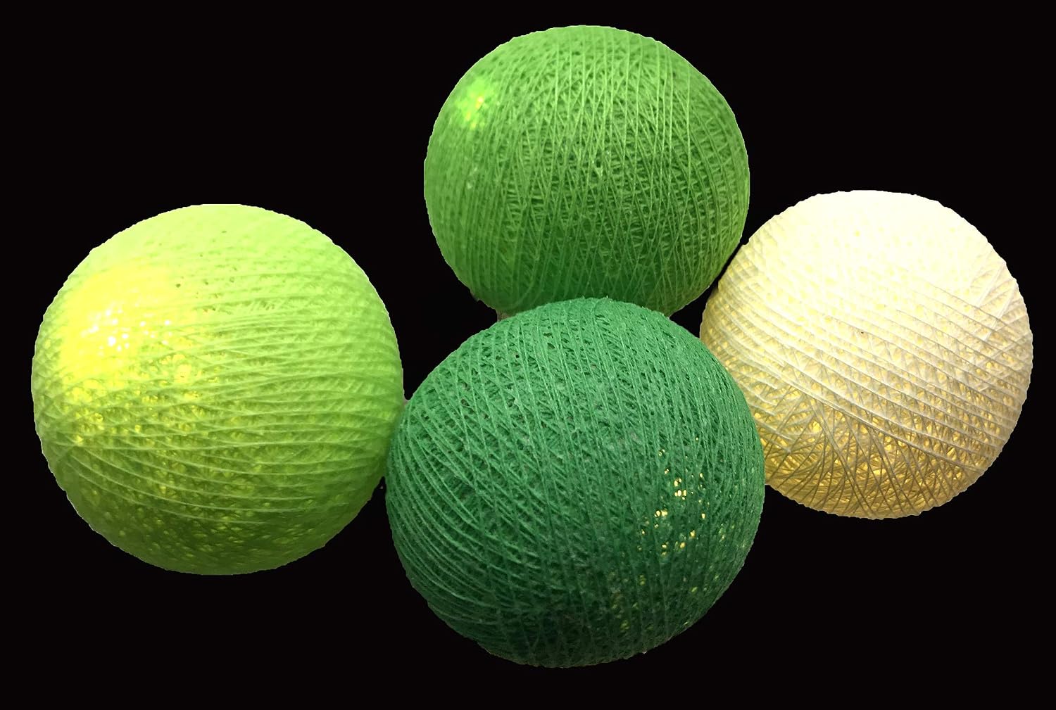 Blaze On Ambient Ball Fairy Lights (Green Tones), 20 Warm White LED Lights, Hand-Spun Cotton Balls - Image 5