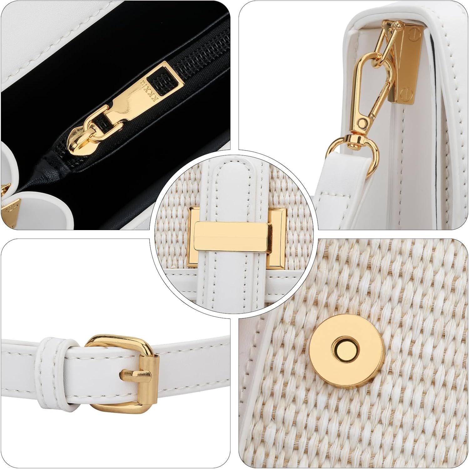 KKXIU Crossbody Bags for Women - Top Handle Purses for Lady, Leather Handbags Shoulder Clutch with Adjustable Shoulder Strap - Image 6