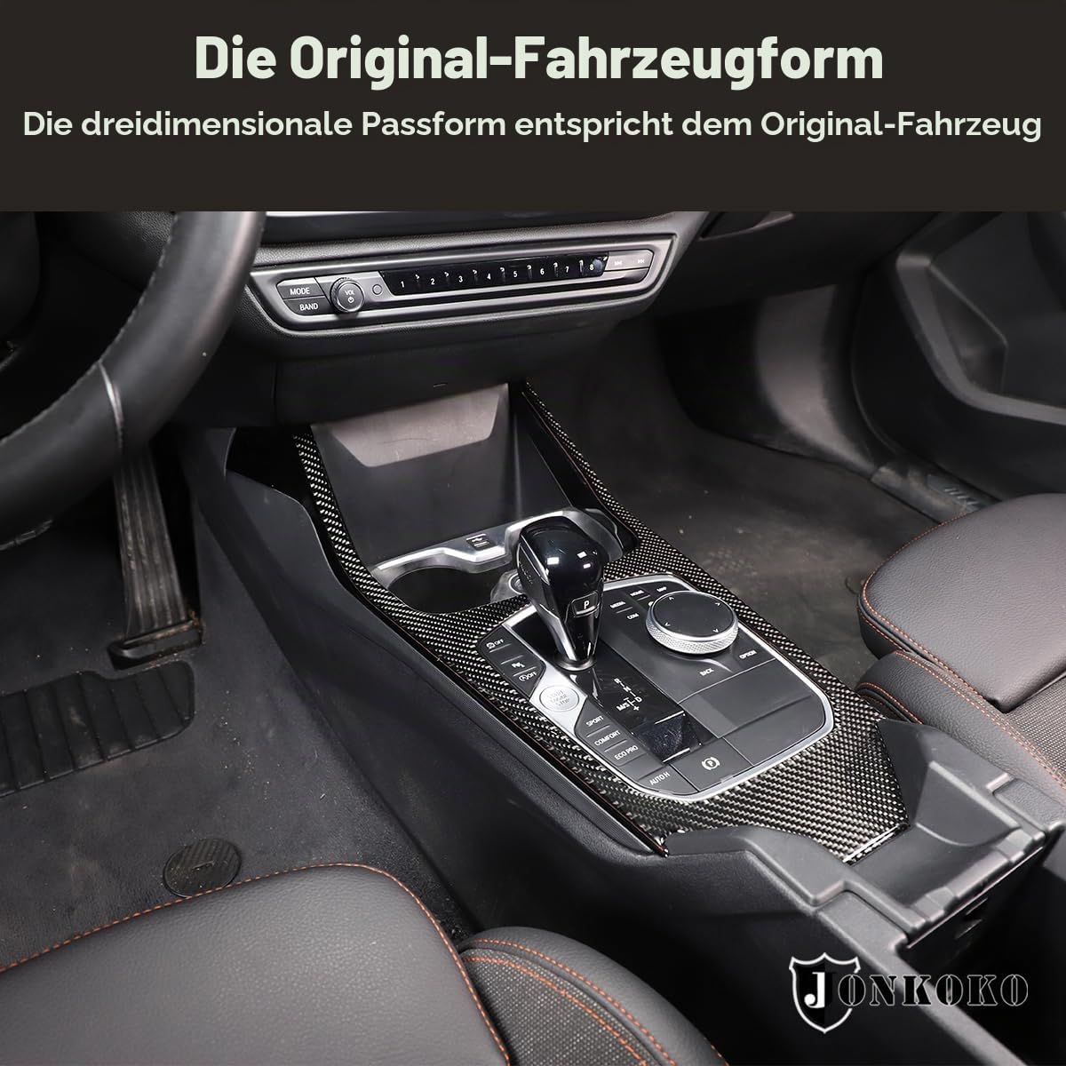 Weiche Kohlefaser-Auto-Schaltrahmen-Verkleidung für B-M-W 1er-Serie 2er-Serie F40 F44 2020–2023, Auto-Zentralbedienfeld, Rahmendekoration, Aufkleber, Autozubehör (Kohlefaser, Linkslenker)