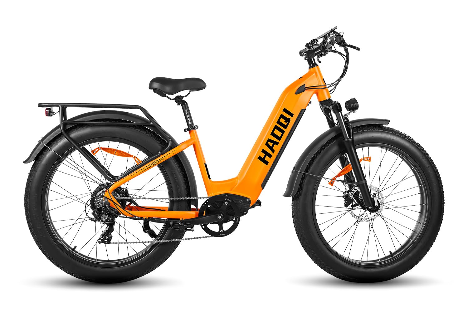 HAOQI Elektrofahrrad für Erwachsene, 250W bürstenloser Motor Mountainbike mit 48V 20AH herausnehmbarem Akku,26" x 4.0 Fat Tire Ebike, Elektrofahrrad mit 7 Gängen bis zu 25 km/h