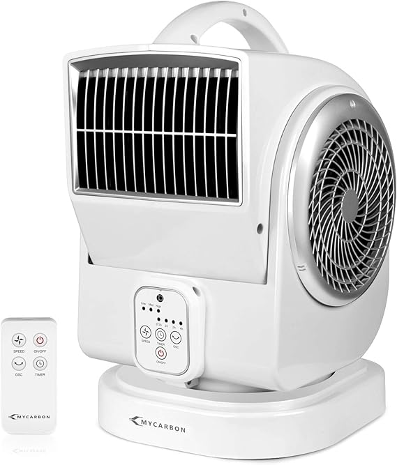 MYCARBON 20 dB 1850 m³/h Air Flow Fan 8 Modes Eco Modes Table Fan 3D Air Circulator for 30 m² Turbo Fan with 8 Hours Continuous