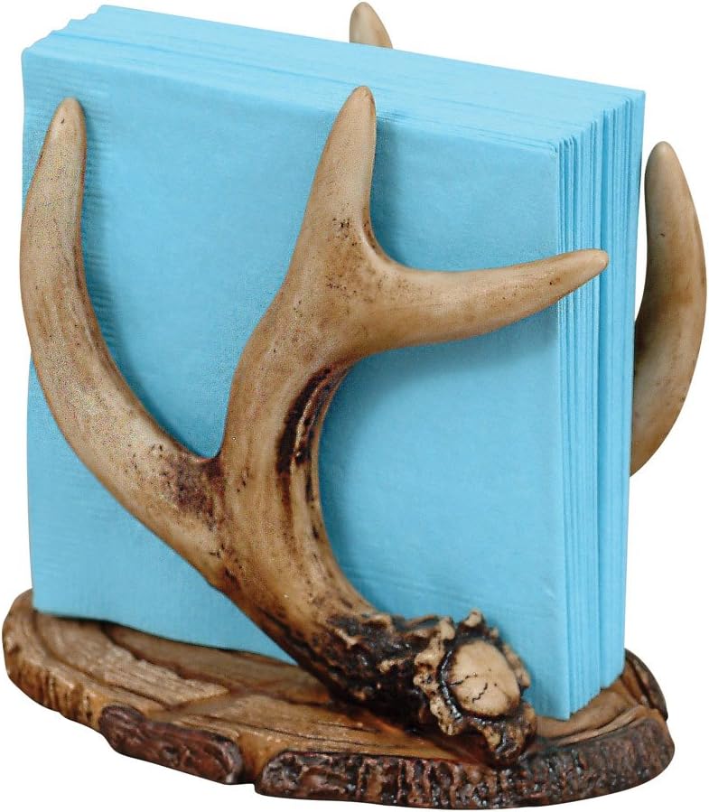 Antler Napkin Holder - Rustic Cabin-Style Polyresin Holder - 6" x 6" x 4"