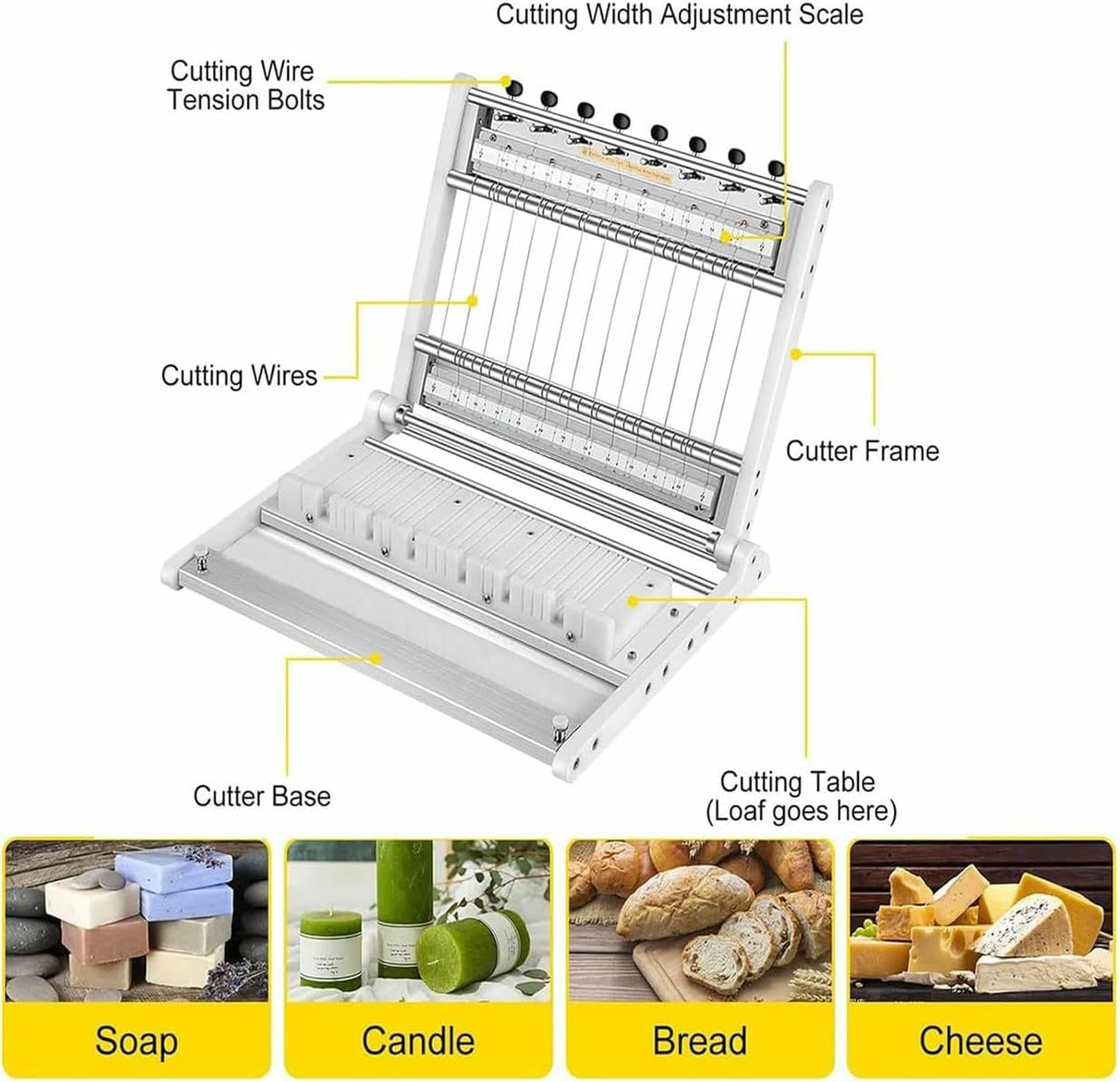 Selbstgemachte Seifenschneidemaschine, handgefertigter Seifenschneider mit einstellbarer Dicke (2/2,5/3 cm), DIY Seife Brot Kuchen Schneider