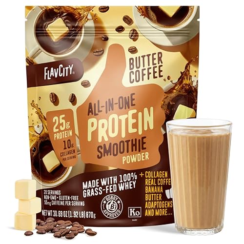 FlavCity All in One Protein Shake Powder, Butter Coffee -