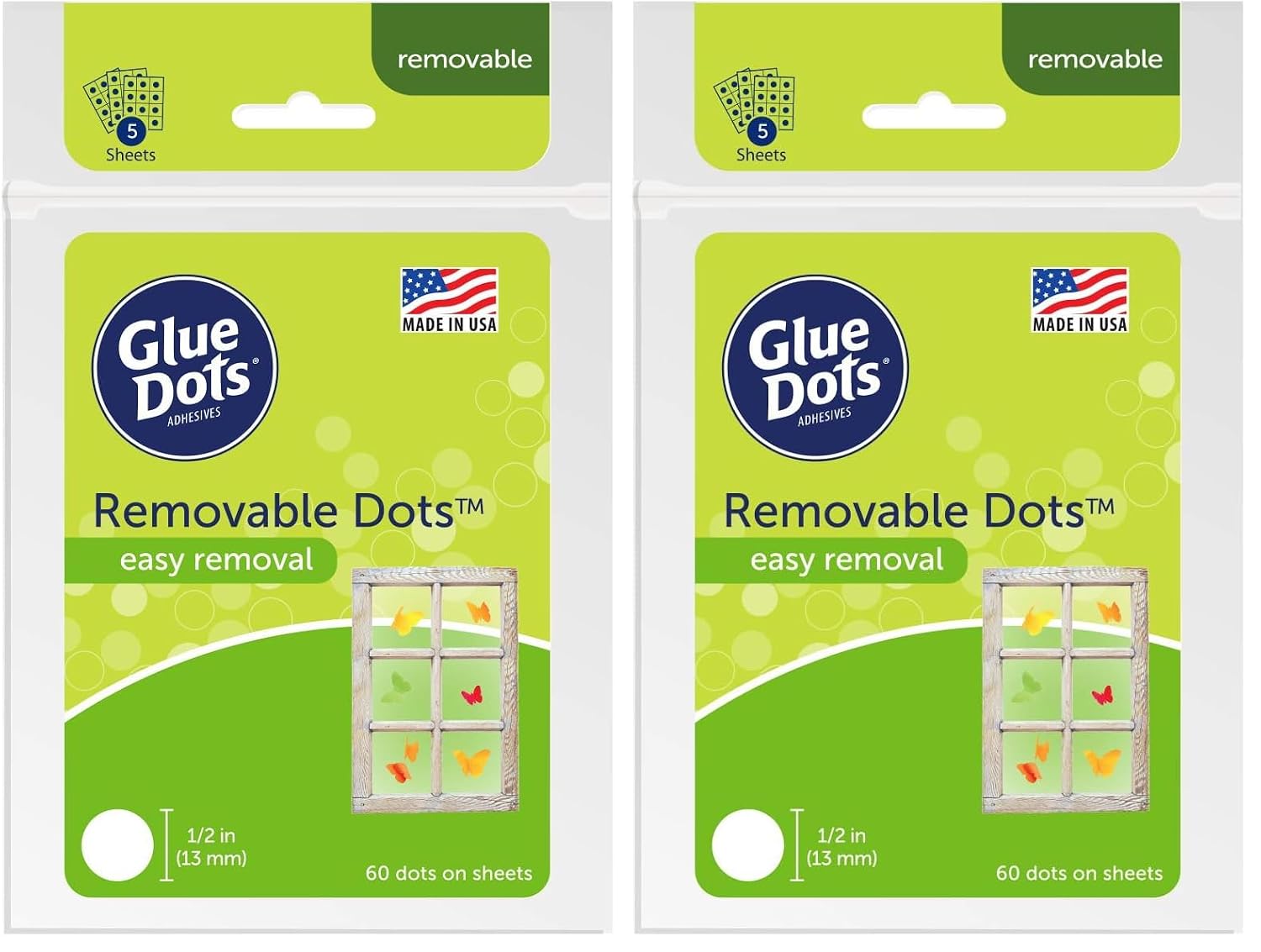 Glue Dots, Removable Dots, Double-Sided, 1/2", .5 Inch, 60 Dots, DIY Craft Glue Tape, Sticky Adhesive Glue Points, Liquid Glue Alternative, Clear