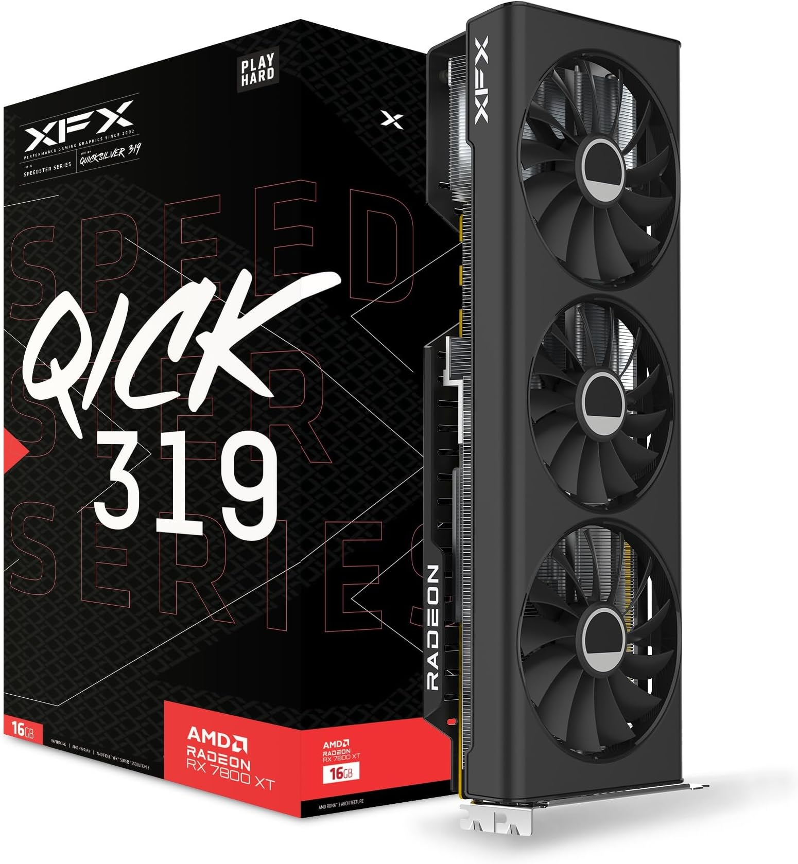 XFX Speedster QICK319 Radeon RX 7800 XT Core Gaming Graphics Card with 16GB GDDR6 HDMI 3xDP, AMD RDNA™ 3 (RX-78TQICKF9)