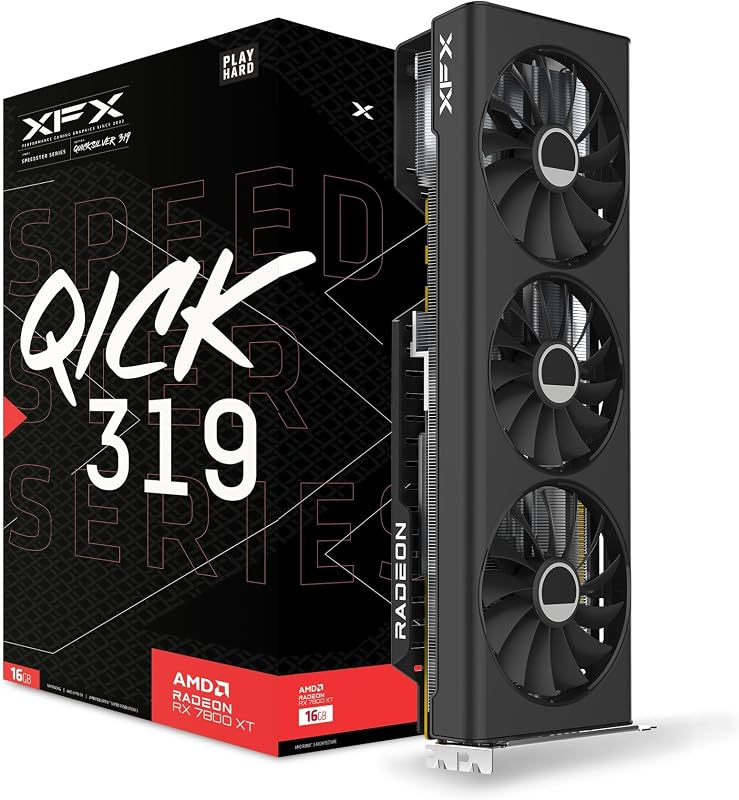 XFX Speedster QICK319 RX 7800 XT CORE Tarjeta gráfica para juegos 16GB GDDR6 HDMI 3xDP, AMD RDNA 3 RX-78TQICKF9
